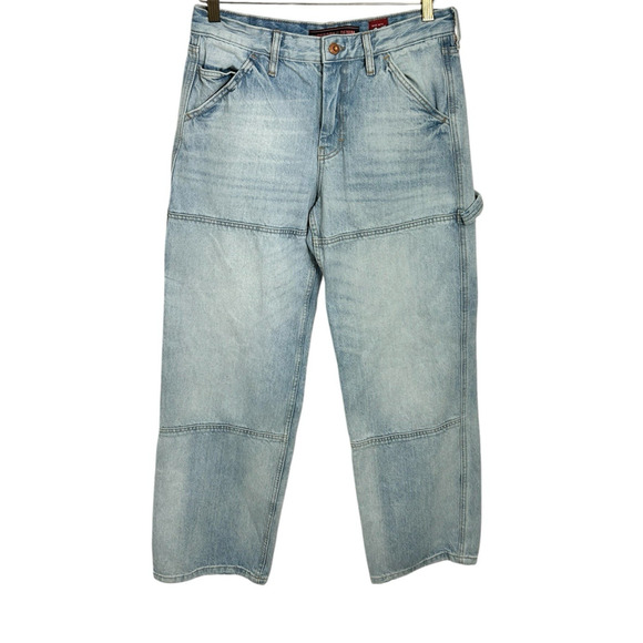 Superdry Midrise Denim Carpenter Light Vintage Wash Jean Sz 28/30 Organic - Picture 5 of 13